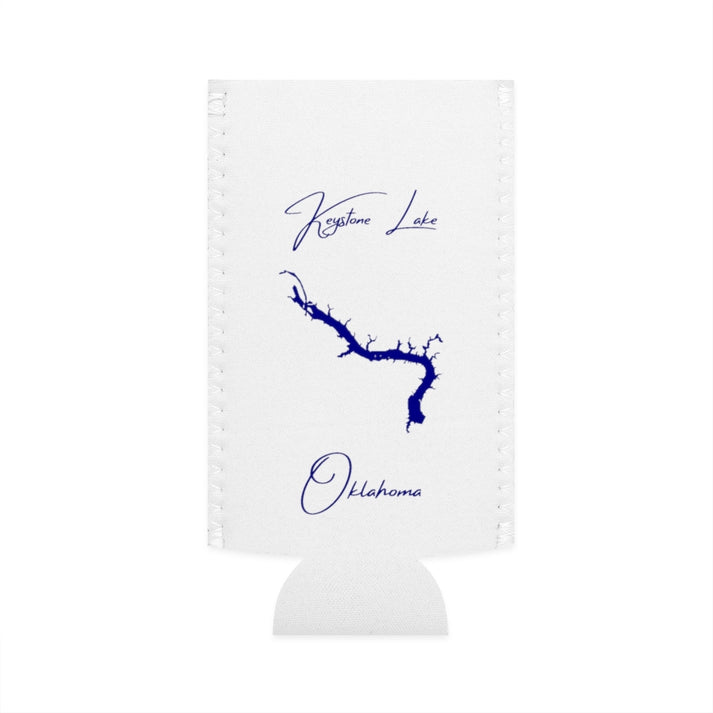 Oklahoma  Keystone  Lake  Slim  Can  Koozie  front  position  view  from  flat-front  white.webp