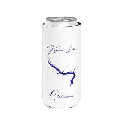 Oklahoma  Keystone  Lake  Slim  Can  Koozie  front  position  view  from  front  white.webp