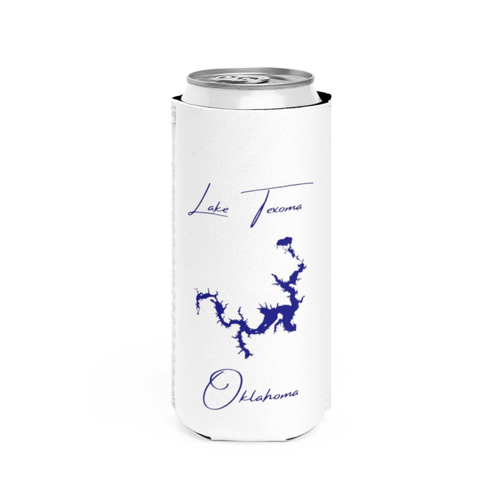 Oklahoma  Lake  Texoma  Slim  Can  Koozie  front  position  view  from  front  white.webp