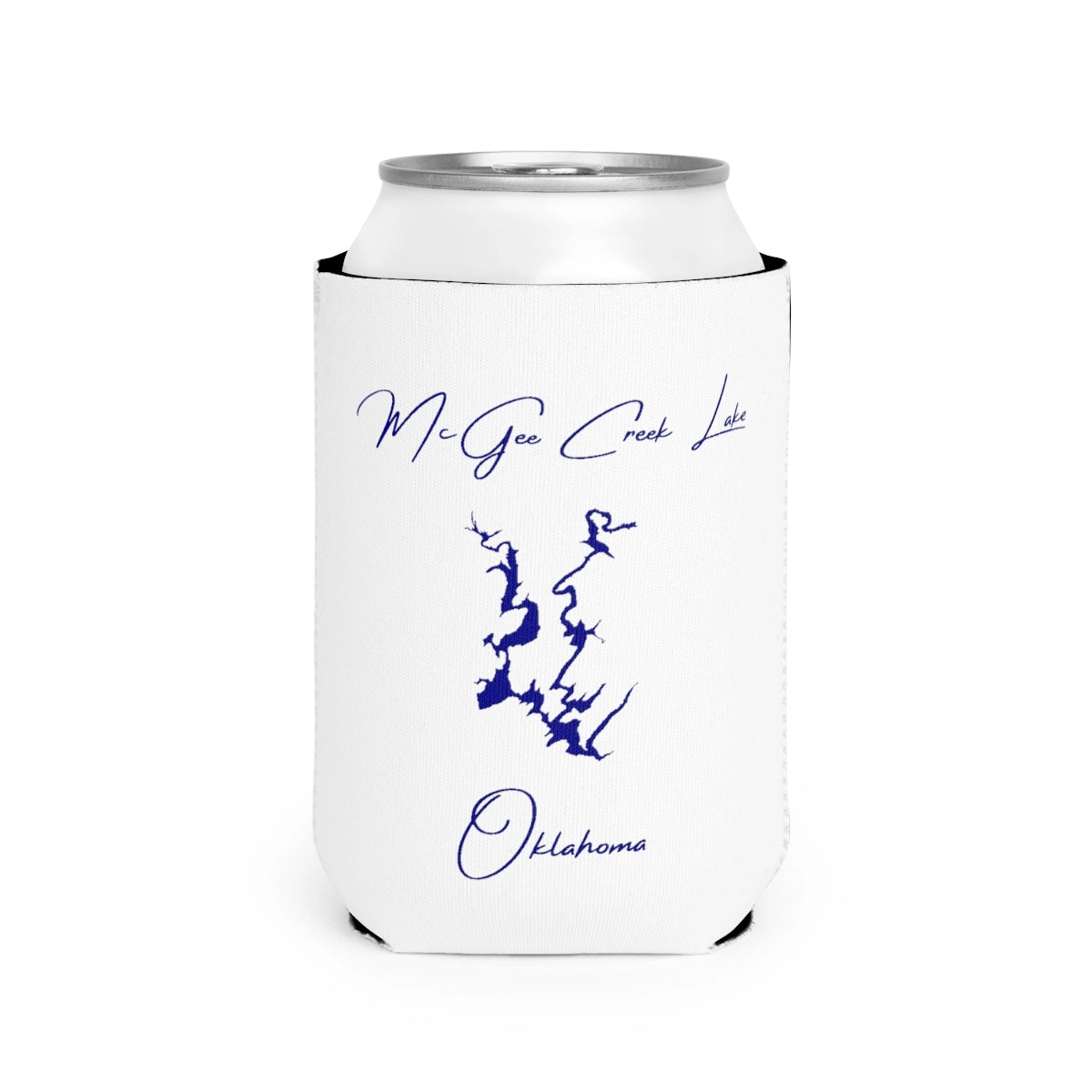 Oklahoma  McGee  Creek  Lake  Can  Koozie  front  position  view  from  front-2  white.webp