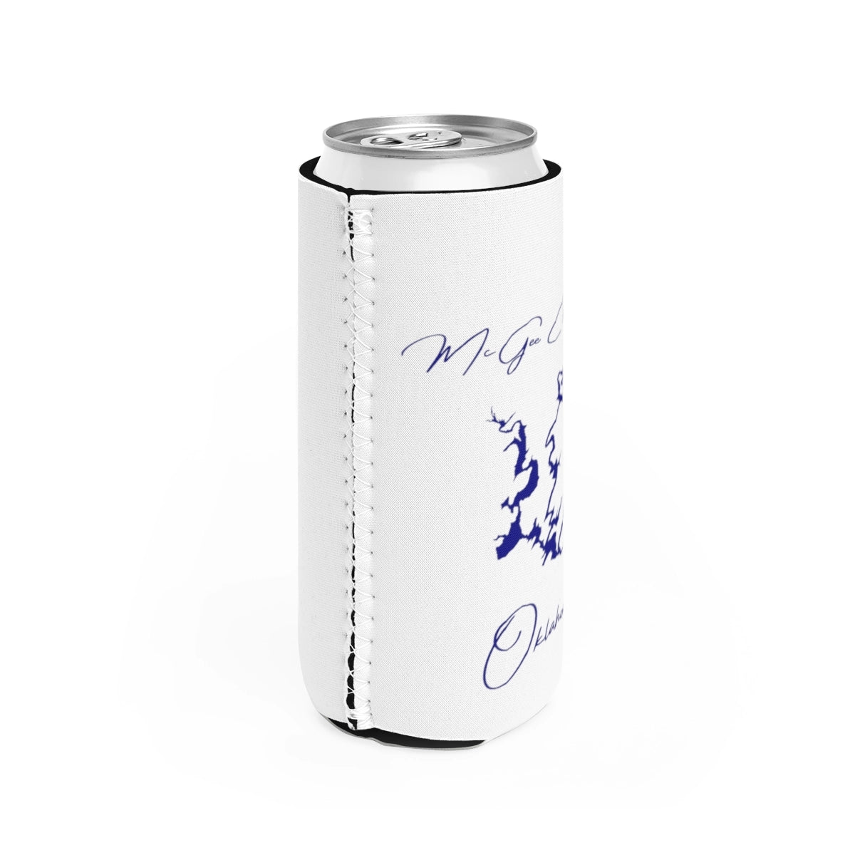 Oklahoma  McGee  Creek  Lake  Slim  Can  Koozie  all  position  view  from  right  white.webp