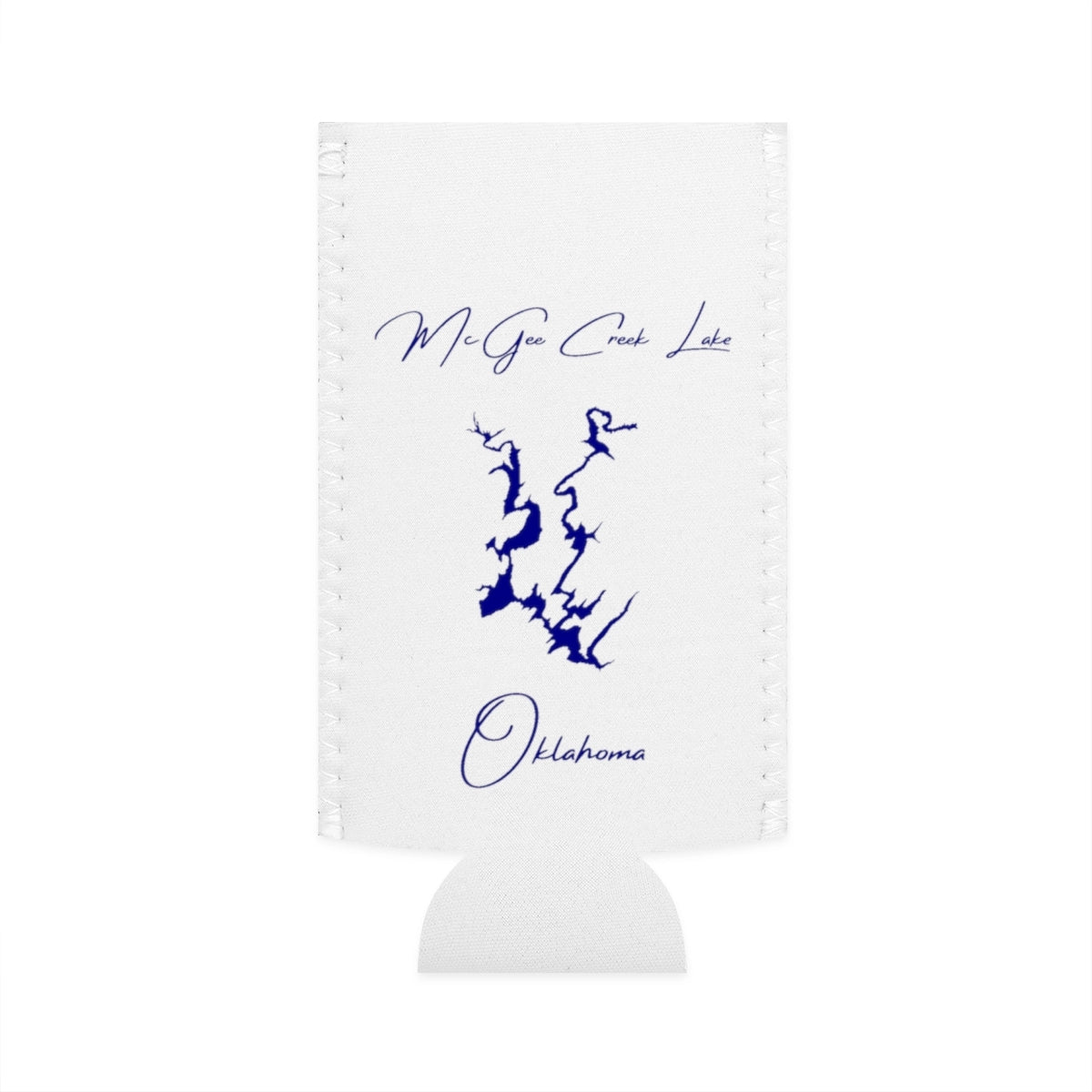 Oklahoma  McGee  Creek  Lake  Slim  Can  Koozie  front  position  view  from  flat-front  white.webp