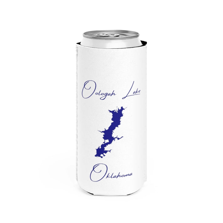 Oklahoma  Oologah  Lake  Slim  Can  Koozie  front  position  view  from  front  white.webp