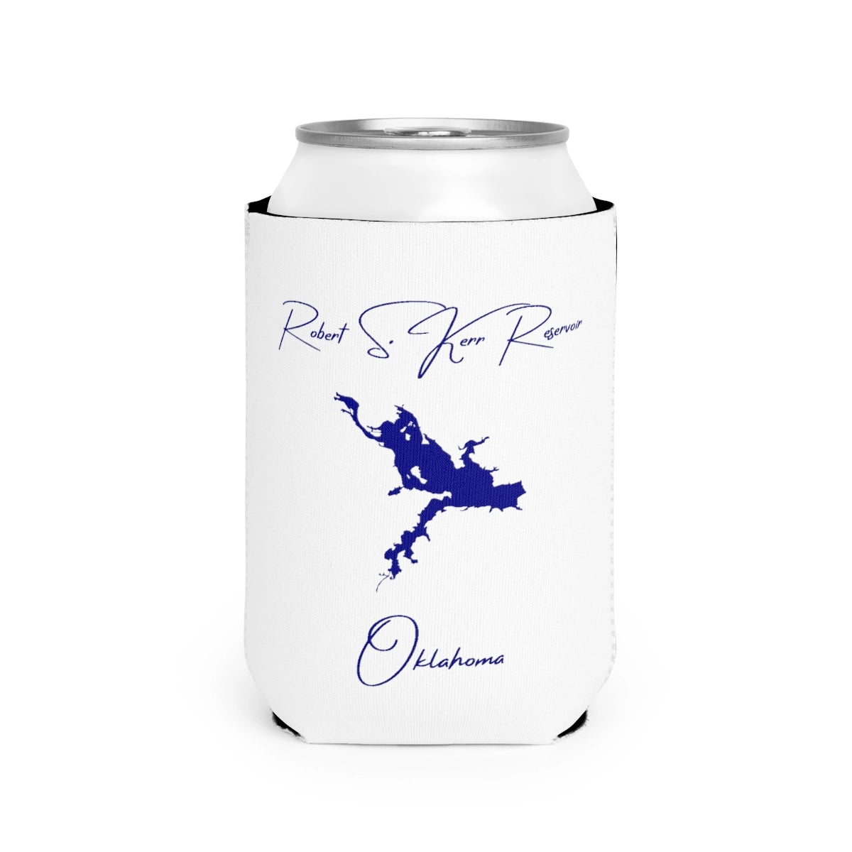 Oklahoma  Robert  S.  Kerr  Reservoir  Can  Koozie  front  position  view  from  front-2  white.webp