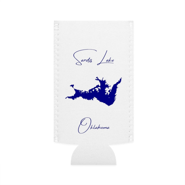 Oklahoma  Sardis  Lake  Slim  Can  Koozie  front  position  view  from  flat-front  white.webp