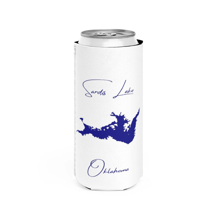 Oklahoma  Sardis  Lake  Slim  Can  Koozie  front  position  view  from  front  white.webp