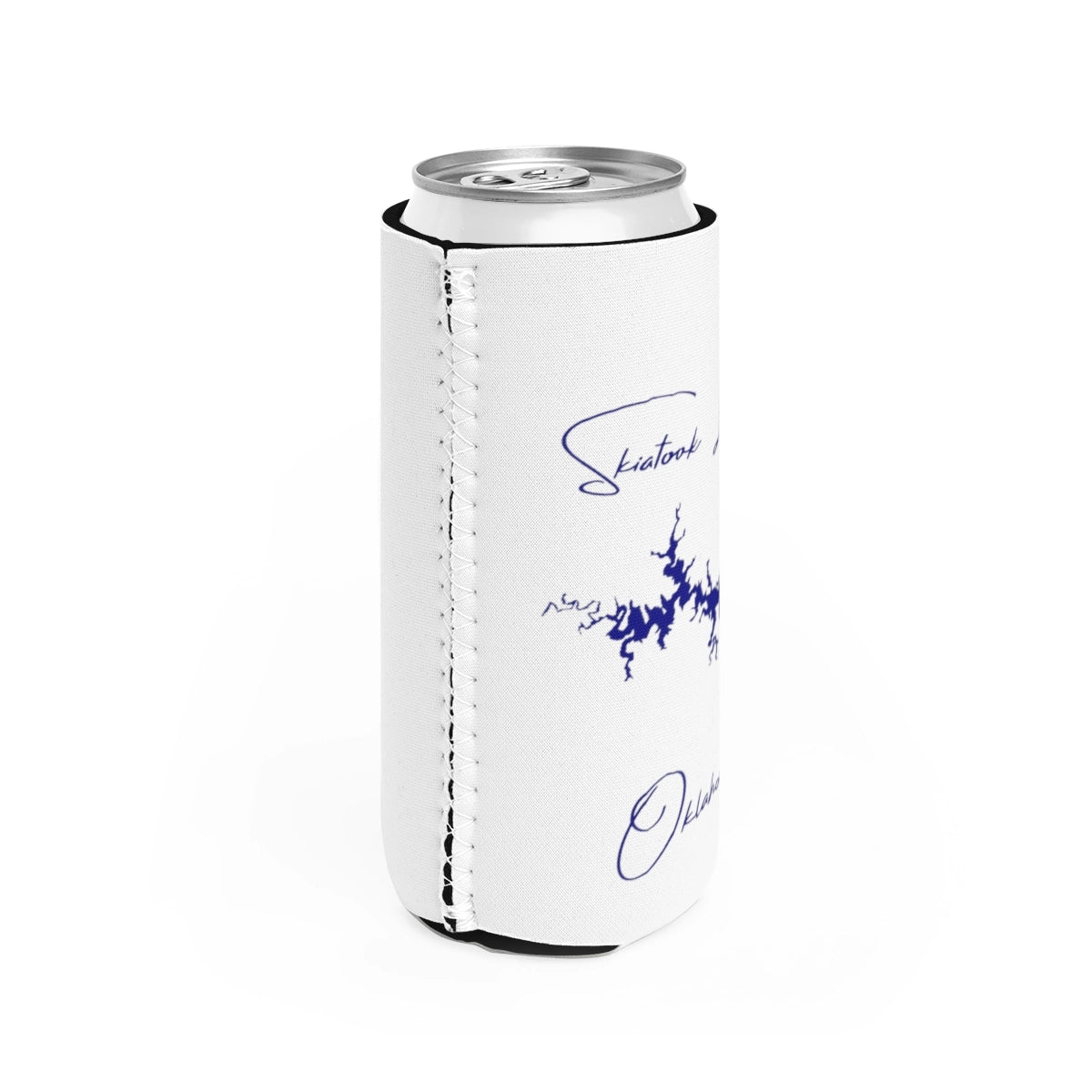 Oklahoma  Skiatook  Lake  Slim  Can  Koozie  all  position  view  from  right  white.webp