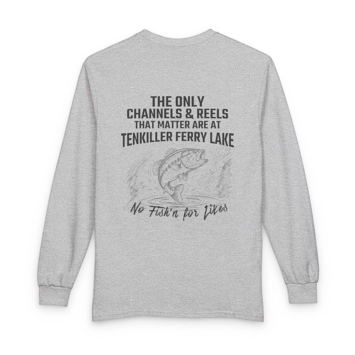 Oklahoma  Tenkiller  Ferry  Lake  Long  Sleeve  Fishing  T-shirt  back  position  view  from  back  sport  grey.webp