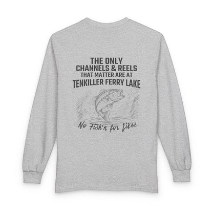 Oklahoma  Tenkiller  Ferry  Lake  Long  Sleeve  Fishing  T-shirt  back  position  view  from  back  sport  grey.webp