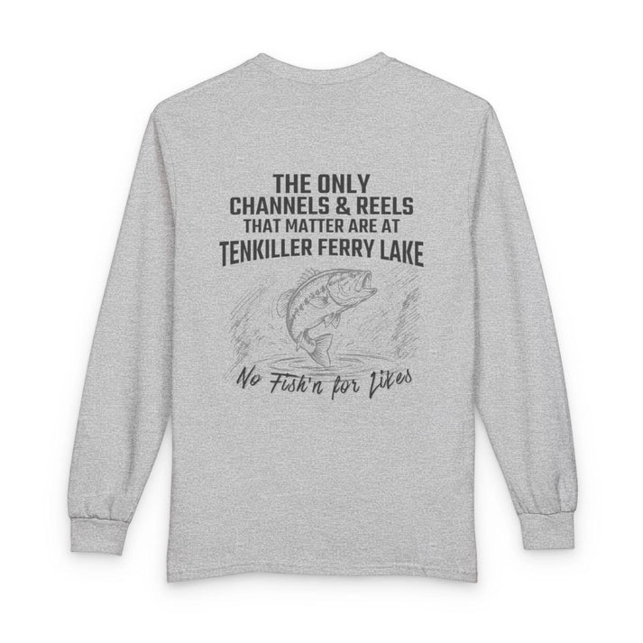 Oklahoma  Tenkiller  Ferry  Lake  Long  Sleeve  Fishing  T-shirt  back  position  view  from  back  sport  grey.webp