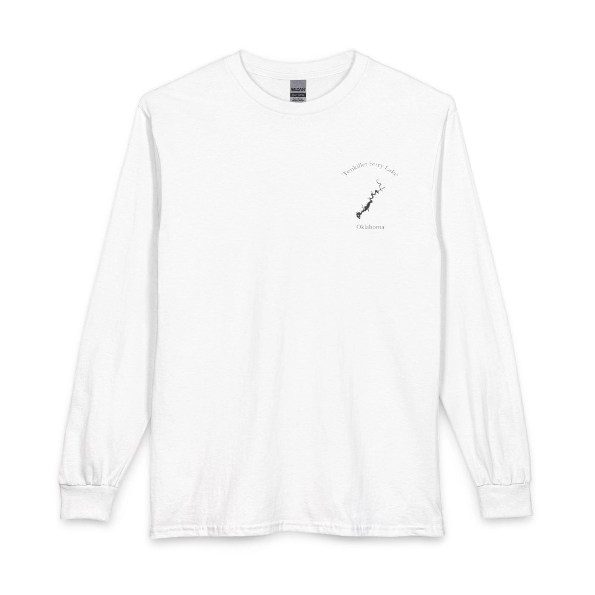 Oklahoma  Tenkiller  Ferry  Lake  Long  Sleeve  Fishing  T-shirt  front  position  view  from  front  white.webp