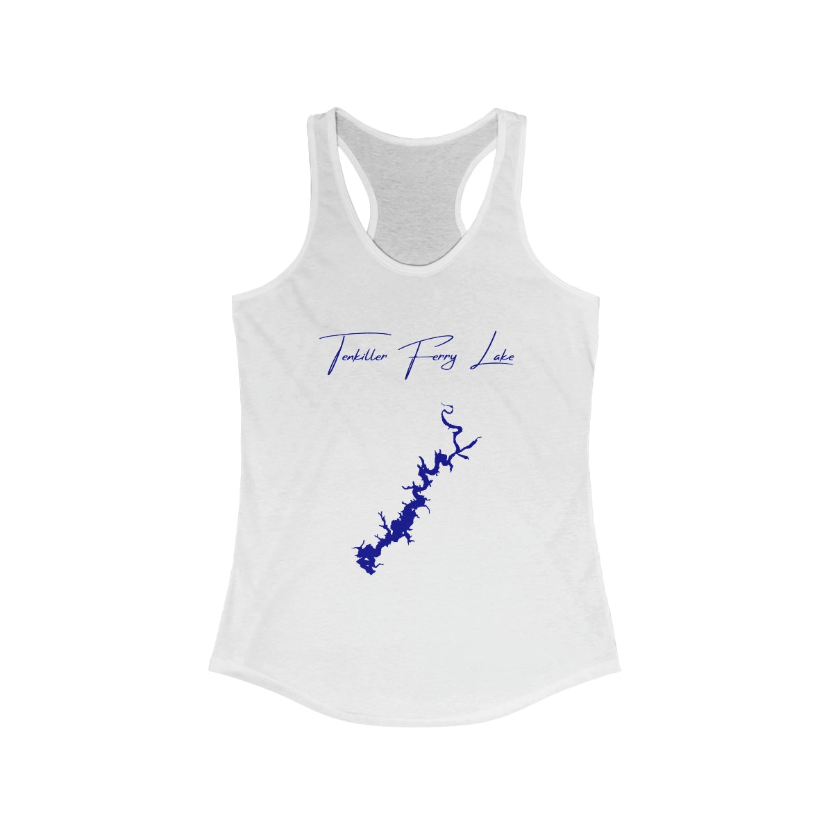 Oklahoma  Tenkiller  Ferry  Lake  Racerback-Tank  front  position  view  from  front  solid  white.webp