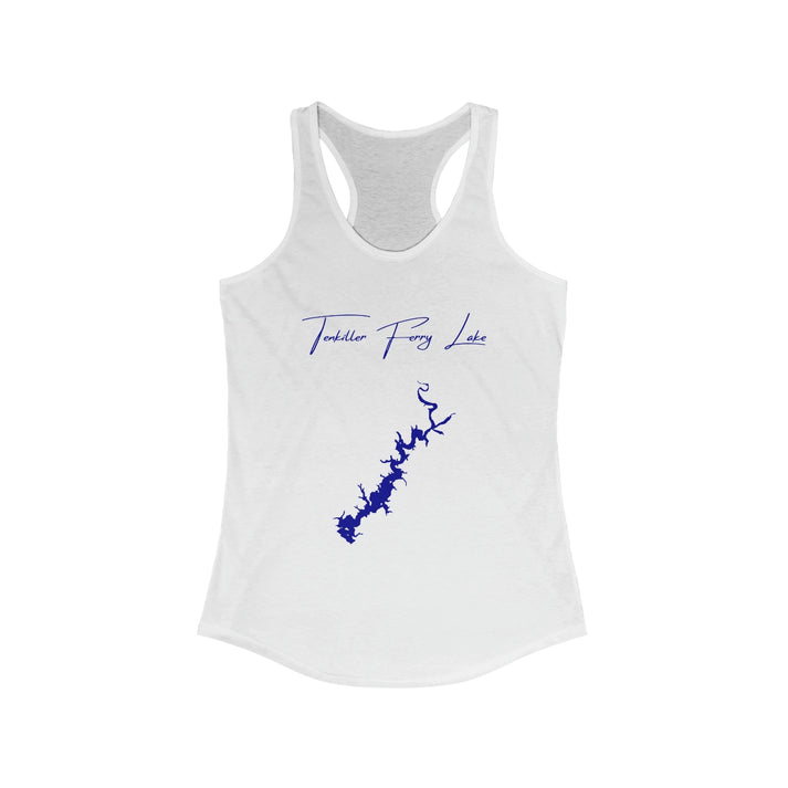 Oklahoma  Tenkiller  Ferry  Lake  Racerback-Tank  front  position  view  from  front  solid  white.webp