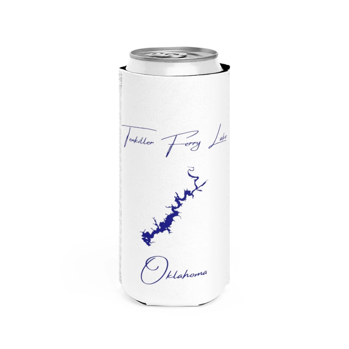 Oklahoma  Tenkiller  Ferry  Lake  Slim  Can  Koozie  front  position  view  from  front  white.webp