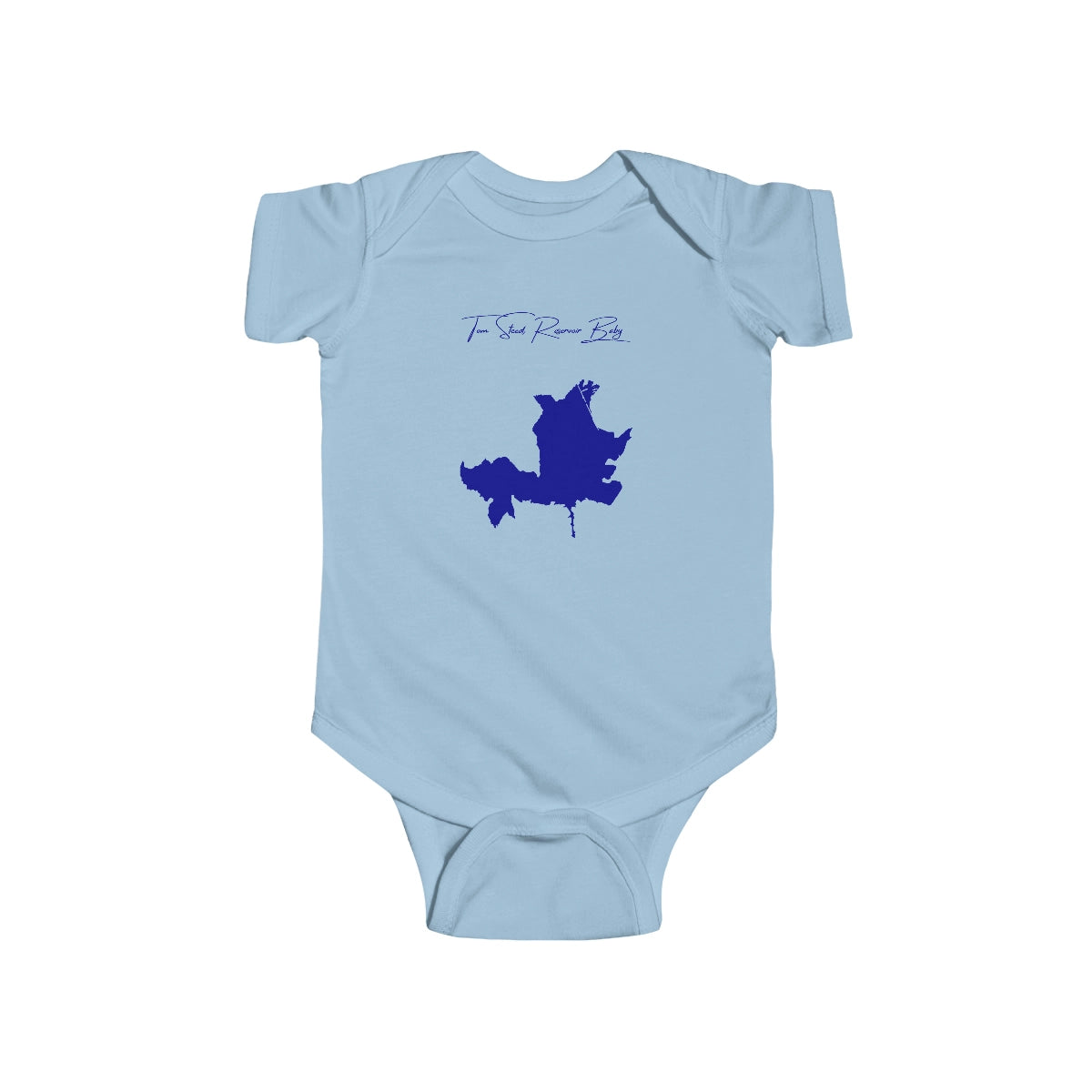 Oklahoma  Tom  Steed  Reservoir  Onesie  front  position  view  from  front  light  blue.webp