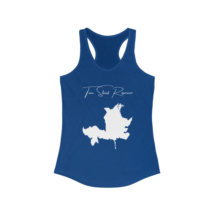 Oklahoma  Tom  Steed  Reservoir  Racerback-Tank  front  position  view  from  front  solid  royal.webp