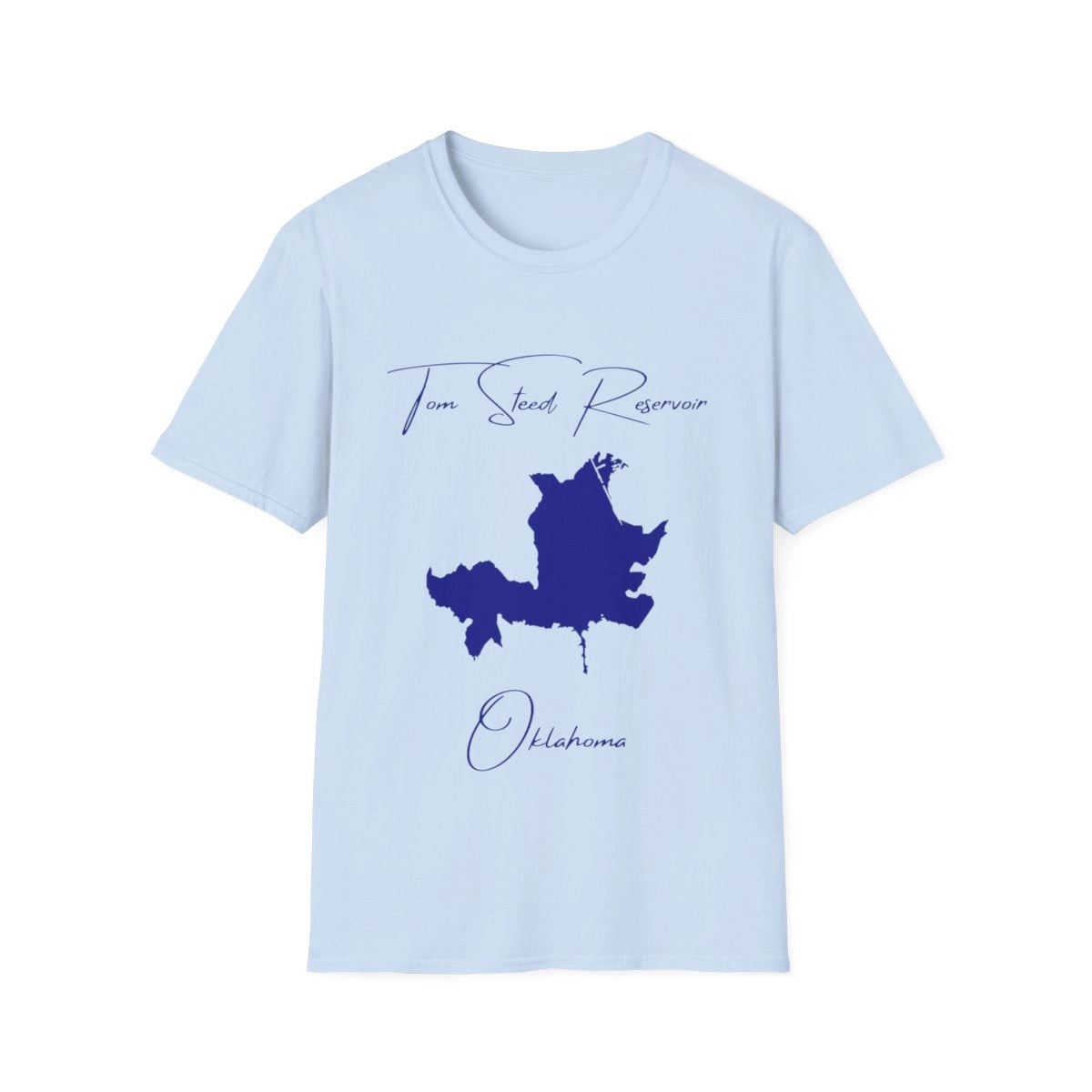 Oklahoma  Tom  Steed  Reservoir  T-shirt  front  position  view  from  front  light  blue.webp