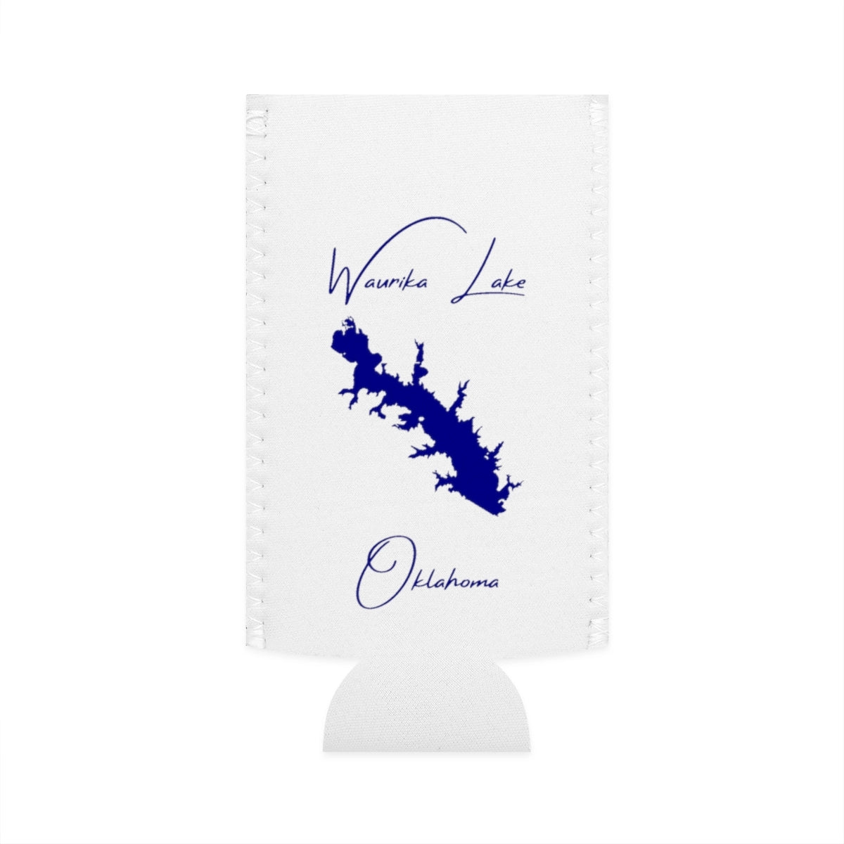 Oklahoma  Waurika  Lake  Slim  Can  Koozie  front  position  view  from  flat-front  white.webp