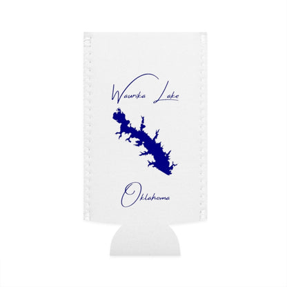 Oklahoma  Waurika  Lake  Slim  Can  Koozie  front  position  view  from  flat-front  white.webp