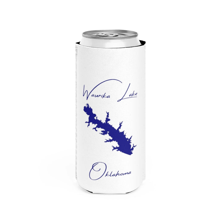 Oklahoma  Waurika  Lake  Slim  Can  Koozie  front  position  view  from  front  white.webp