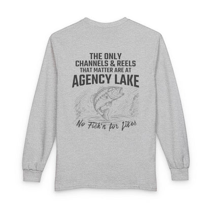 Oregon  Agency  Lake  Long  Sleeve  Fishing  T-shirt  back  position  view  from  back  sport  grey.webp