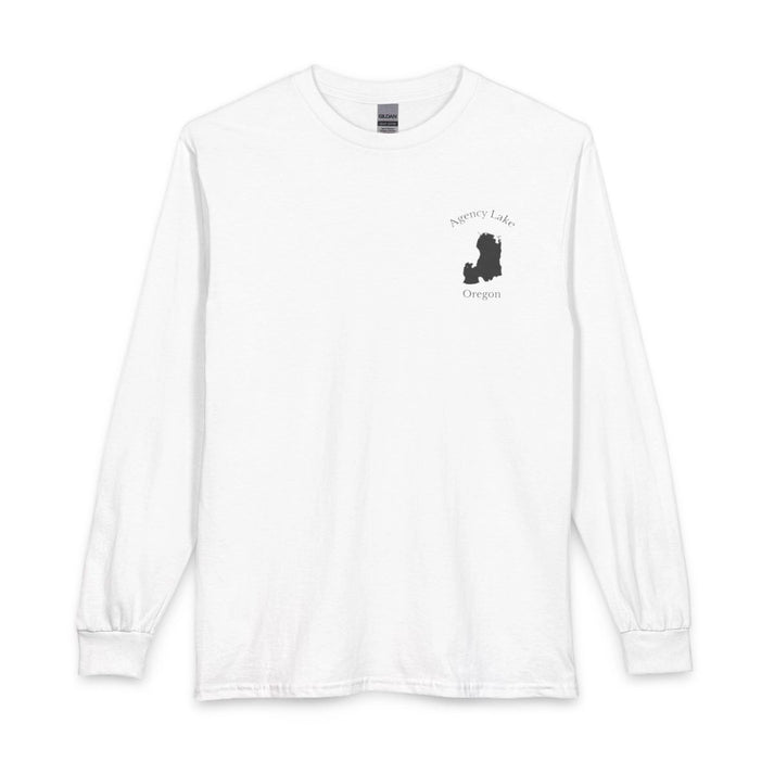 Oregon  Agency  Lake  Long  Sleeve  Fishing  T-shirt  front  position  view  from  front  white.webp