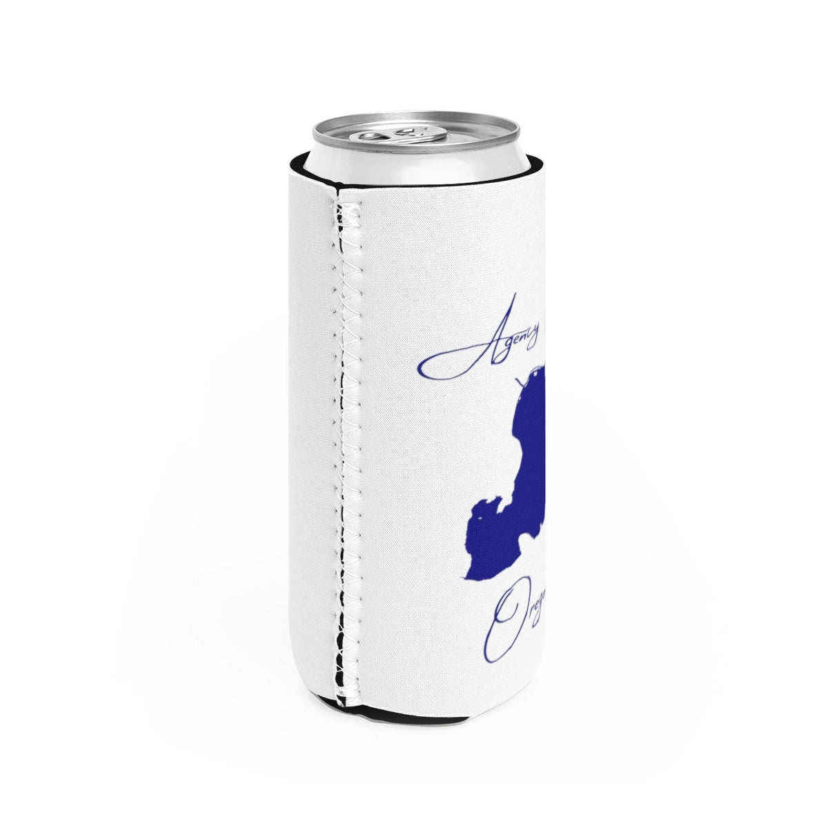 Oregon  Agency  Lake  Slim  Can  Koozie  all  position  view  from  right  white.webp
