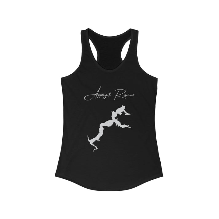 Oregon  Applegate  Reservoir  Racerback-Tank  front  position  view  from  front  solid  black.webp