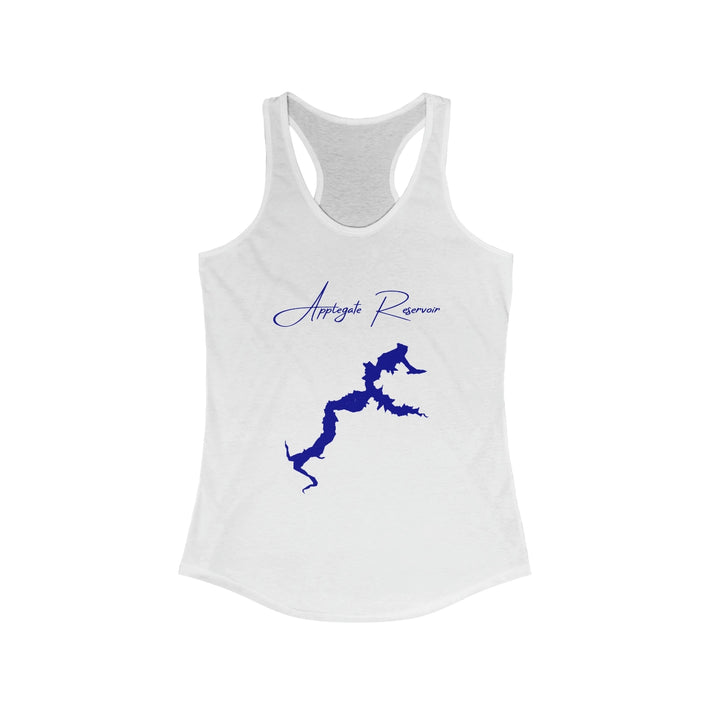 Oregon  Applegate  Reservoir  Racerback-Tank  front  position  view  from  front  solid  white.webp