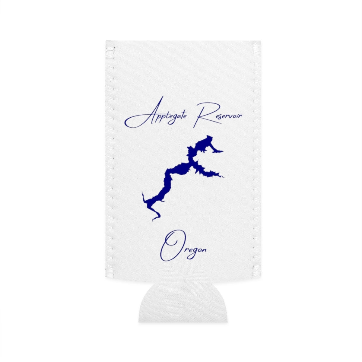 Oregon  Applegate  Reservoir  Slim  Can  Koozie  front  position  view  from  flat-front  white.webp