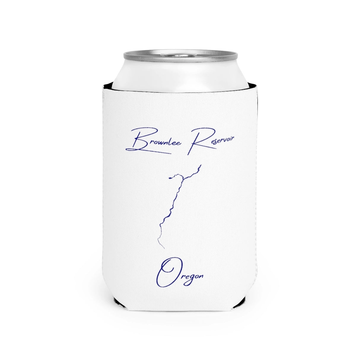 Oregon  Brownlee  Reservoir  Can  Koozie  front  position  view  from  front-2  white.webp