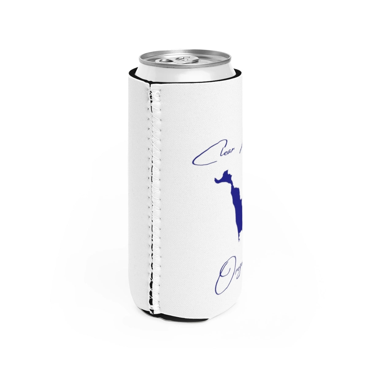 Oregon  Clear  Lake  Slim  Can  Koozie  all  position  view  from  right  white.webp