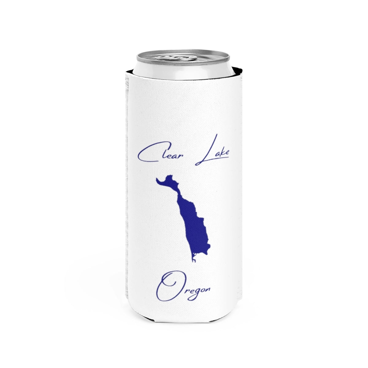 Oregon  Clear  Lake  Slim  Can  Koozie  front  position  view  from  front  white.webp