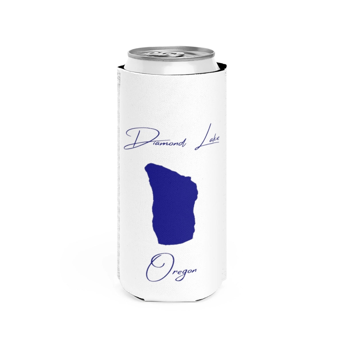 Oregon  Diamond  Lake  Slim  Can  Koozie  front  position  view  from  front  white.webp