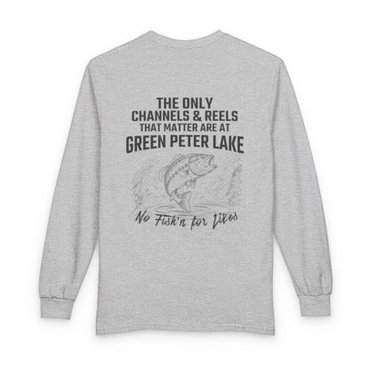 Oregon  Green  Peter  Lake  Long  Sleeve  Fishing  T-shirt  back  position  view  from  back  sport  grey.webp
