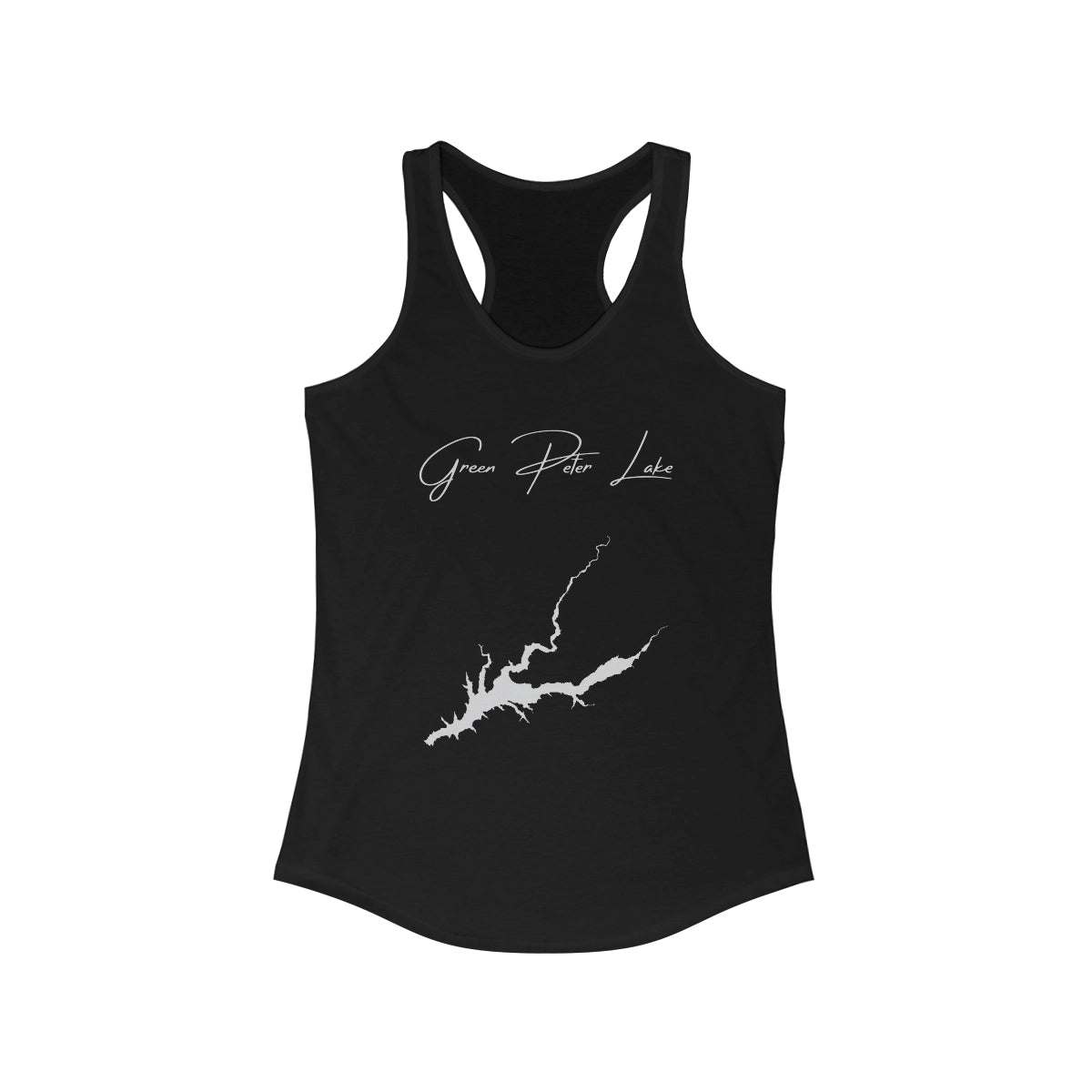 Oregon  Green  Peter  Lake  Racerback-Tank  front  position  view  from  front  solid  black.webp