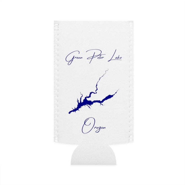 Oregon  Green  Peter  Lake  Slim  Can  Koozie  front  position  view  from  flat-front  white.webp