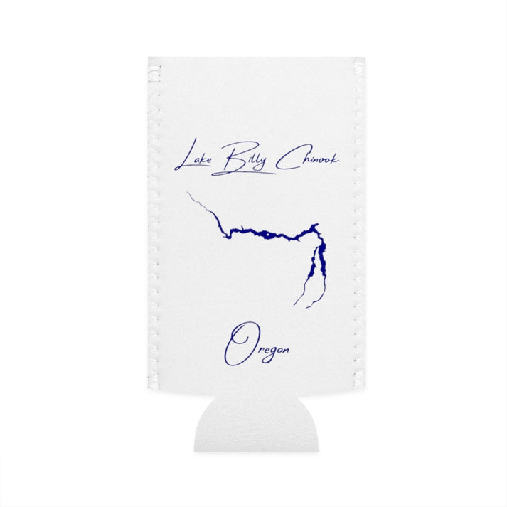 Oregon  Lake  Billy  Chinook  Slim  Can  Koozie  front  position  view  from  flat-front  white.webp