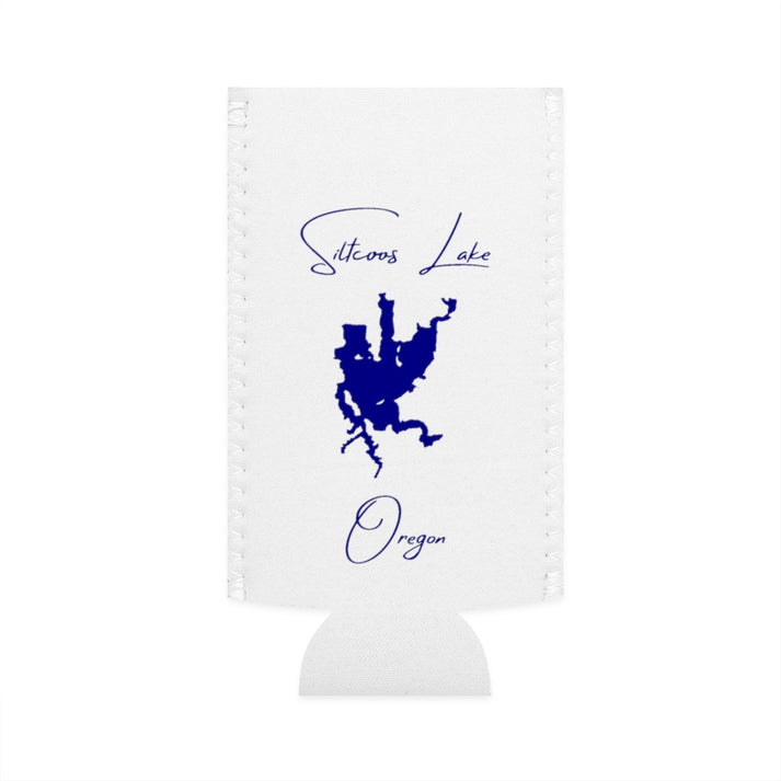 Oregon  Siltcoos  Lake  Slim  Can  Koozie  front  position  view  from  flat-front  white.webp