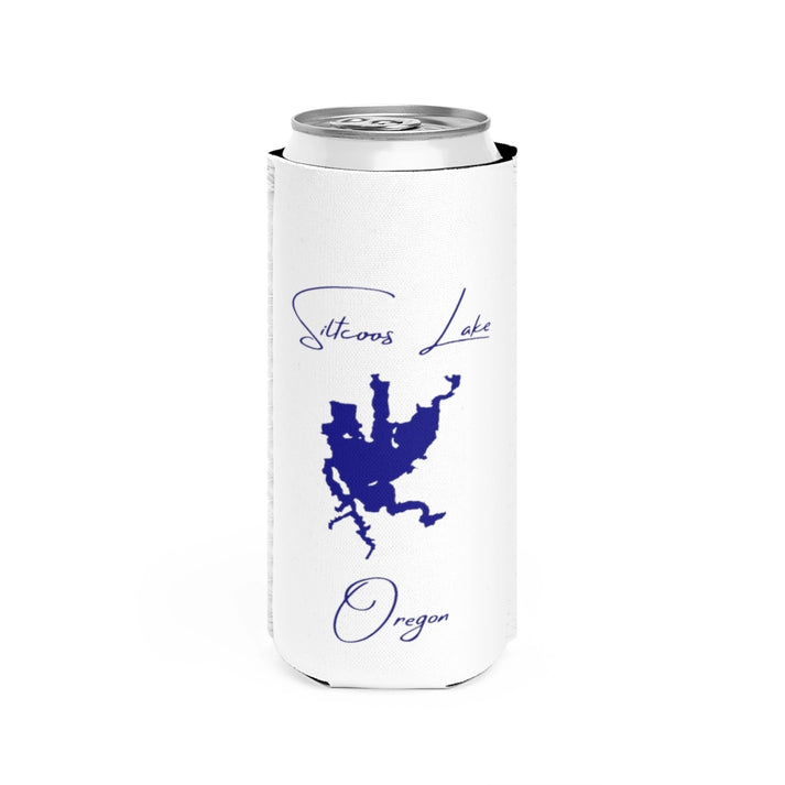 Oregon  Siltcoos  Lake  Slim  Can  Koozie  front  position  view  from  front  white.webp