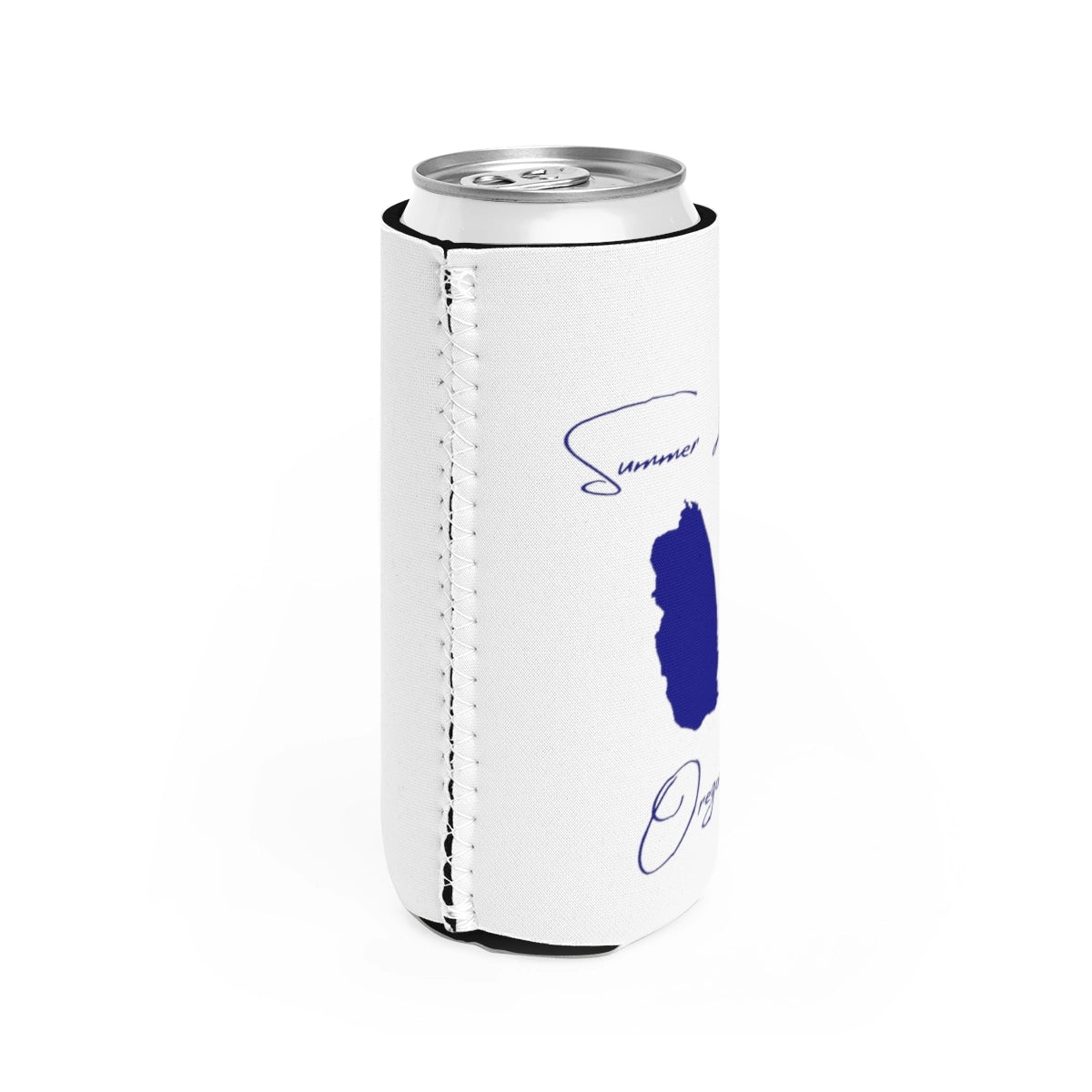 Oregon  Summer  Lake  Slim  Can  Koozie  all  position  view  from  right  white.webp