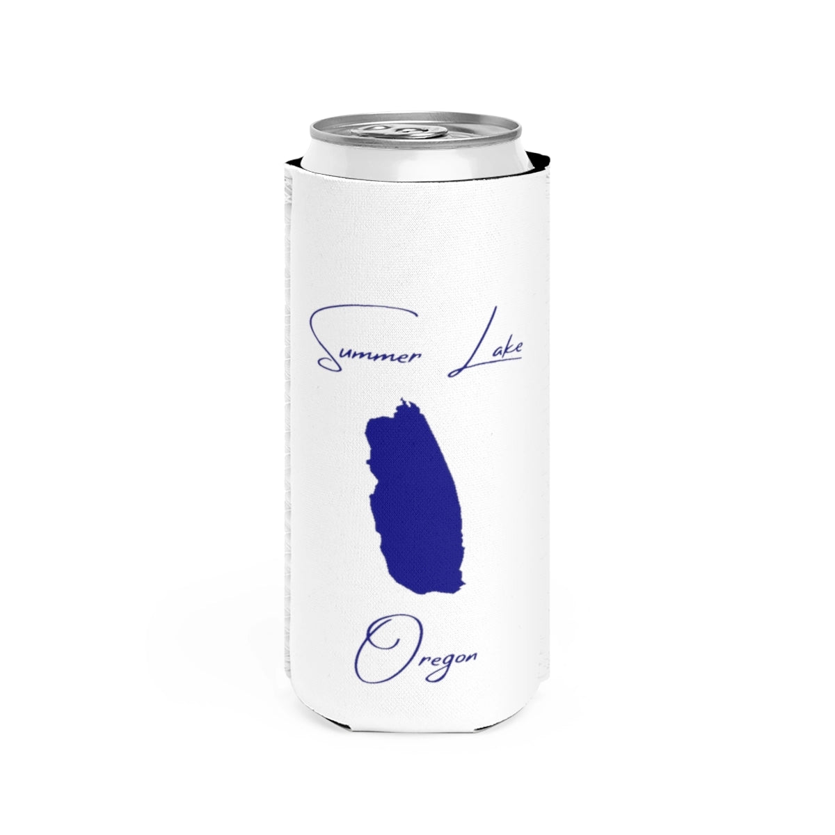 Oregon  Summer  Lake  Slim  Can  Koozie  front  position  view  from  front  white.webp