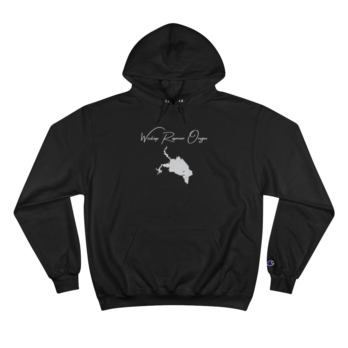 Oregon  Wickiup  Reservoir  Hoodie  front  position  view  from  front  black.webp