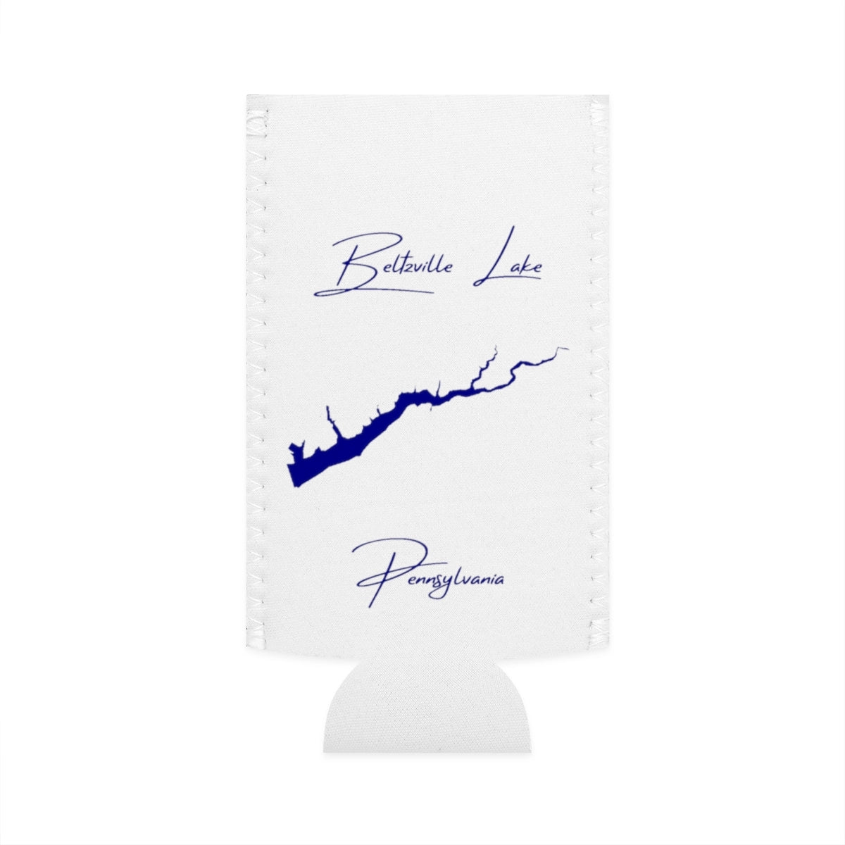 Pennsylvania  Beltzville  Lake  Slim  Can  Koozie  front  position  view  from  flat-front  white.webp