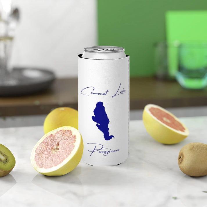 Pennsylvania  Conneaut  Lake  Slim  Can  Koozie  front  position  view  from  context-2  white.webp