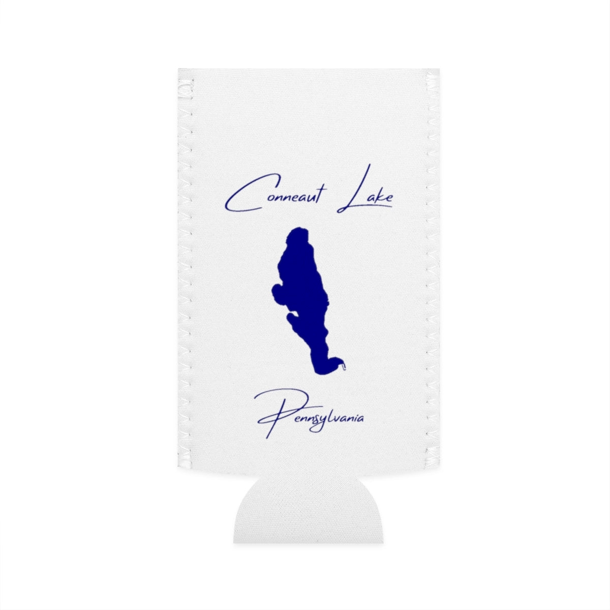Pennsylvania  Conneaut  Lake  Slim  Can  Koozie  front  position  view  from  flat-front  white.webp