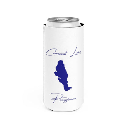 Pennsylvania  Conneaut  Lake  Slim  Can  Koozie  front  position  view  from  front  white.webp