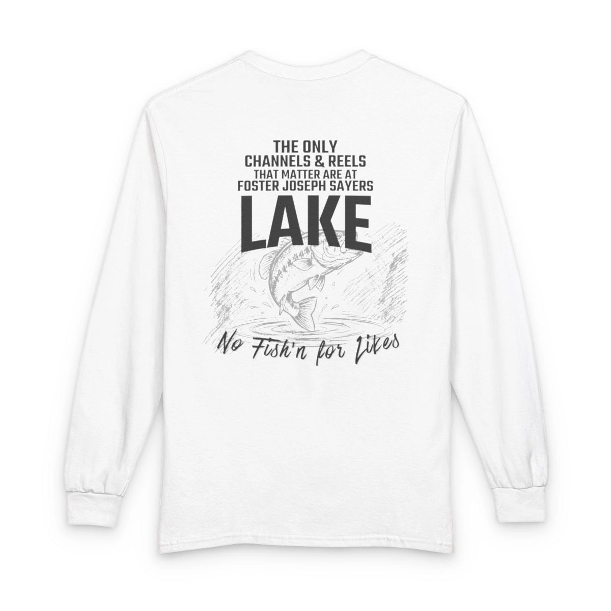 Pennsylvania  Foster  Joseph  Sayers  Lake  Long  Sleeve  Fishing  T-shirt  back  position  view  from  back  white.webp