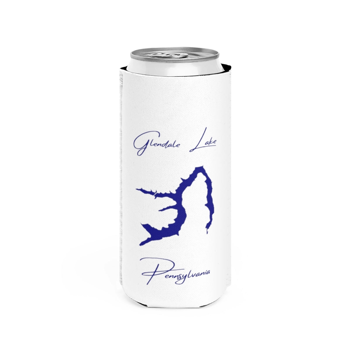 Pennsylvania  Glendale  Lake  Slim  Can  Koozie  front  position  view  from  front  white.webp