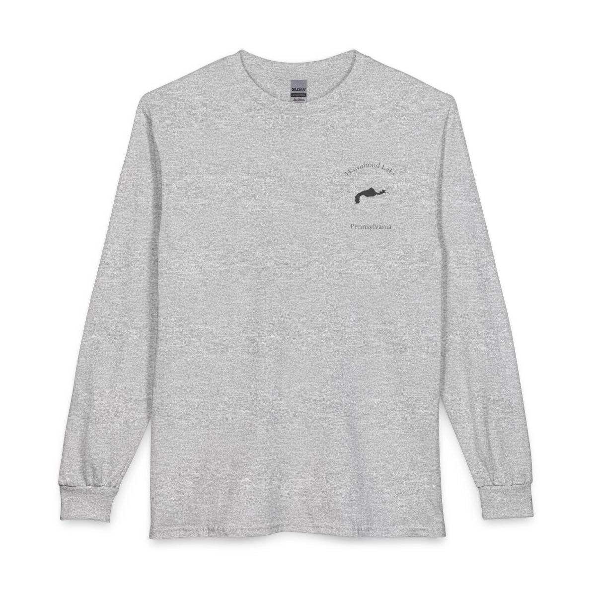 Pennsylvania  Hammond  Lake  Long  Sleeve  Fishing  T-shirt  front  position  view  from  front  sport  grey.webp